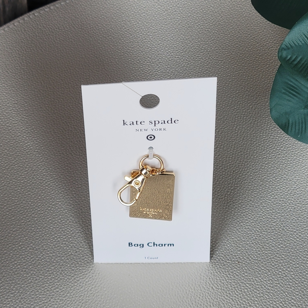 Kate Spade Gold Black & Clear Stone Spade Bag Charm - Picture 3 of 5